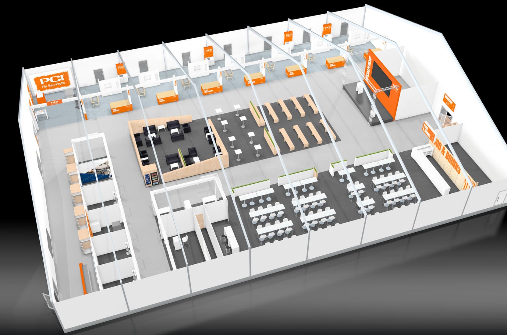 3d-Rendering der LEichtbauhalle für den PCI-Alpencup