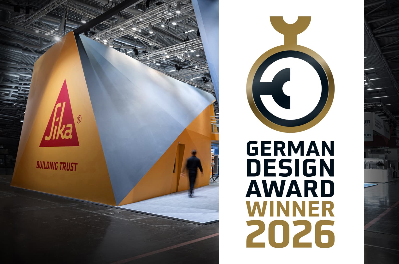 Messestand von Sika auf der BAU 2025, ausgezeichnet mit dem German Design Award 2026
